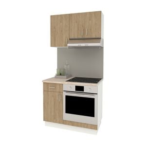 Set Bucatarie haaus Karo V1, Lemn Natural/Alb, Blat Thermo 28 mm, L 100 cm