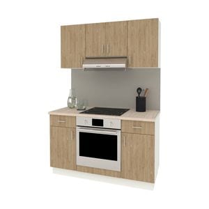 Set Bucatarie haaus Karo V5, Lemn Natural/Alb, Blat Thermo 28 mm, L 140 cm