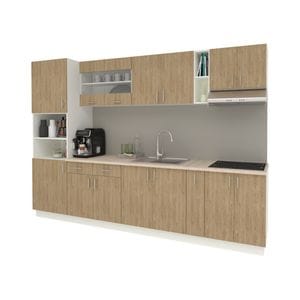 Set Bucatarie haaus Karo V26, Lemn Natural/Alb, Blat Thermo 28 mm, L 300 cm
