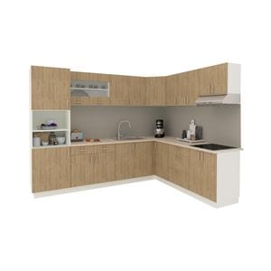 Set Bucatarie Colt haaus Karo V36, Lemn Natural/Alb, Blat Thermo 28 mm, L 320 x 160 cm