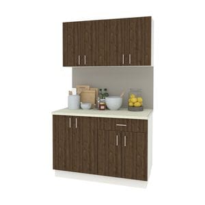 Set Bucatarie haaus Karo V2, Stejar Bronz/Alb, Blat Thermo 28 mm, L 120 cm