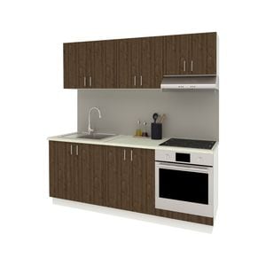 Set Bucatarie haaus Karo V10, Stejar Bronz/Alb, Blat Thermo 28 mm, L 200 cm