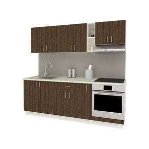 Set Bucatarie haaus Karo V14, Stejar Bronz/Alb, Blat Thermo 28 mm, L 220 cm