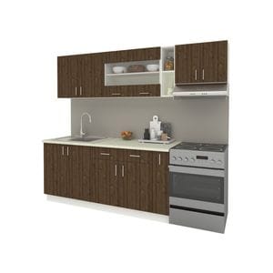 Set Bucatarie haaus Karo V16, Stejar Bronz/Alb, Blat Thermo 28 mm, L 240 cm