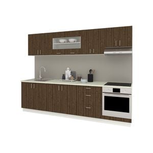 Set Bucatarie haaus Karo V22, Stejar Bronz/Alb, Blat Thermo 28 mm, L 280 cm