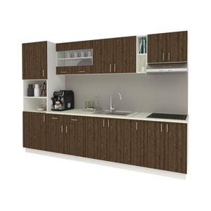 Set Bucatarie haaus Karo V26, Stejar Bronz/Alb, Blat Thermo 28 mm, L 300 cm