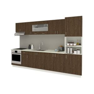 Set Bucatarie haaus Karo V30, Stejar Bronz/Alb, Blat Thermo 28 mm, L 320 cm