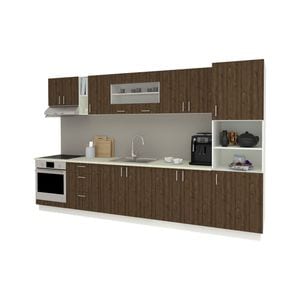 Set Bucatarie haaus Karo V31, Stejar Bronz/Alb, Blat Thermo 28 mm, L 340 cm