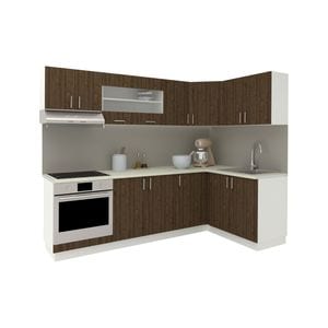 Set Bucatarie Colt haaus Karo V34, Stejar Bronz/Alb, Blat Thermo 28 mm, L 240 x 140 cm