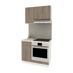 Set Bucatarie haaus Karo V1, Stejar Sonoma Inchis/Alb, Blat Thermo 28 mm, L 100 cm