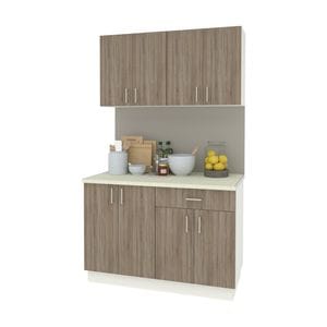 Set Bucatarie haaus Karo V2, Stejar Sonoma Inchis/Alb, Blat Thermo 28 mm, L 120 cm