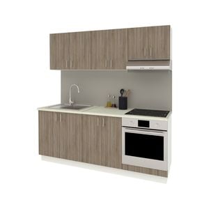Set Bucatarie haaus Karo V10, Stejar Sonoma Inchis/Alb, Blat Thermo 28 mm, L 200 cm