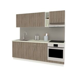 Set Bucatarie haaus Karo V14, Stejar Sonoma Inchis/Alb, Blat Thermo 28 mm, L 220 cm