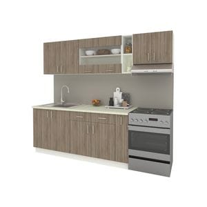 Set Bucatarie haaus Karo V16, Stejar Sonoma Inchis/Alb, Blat Thermo 28 mm, L 240 cm