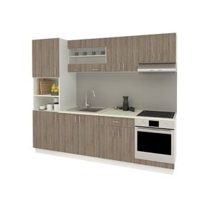 Set Bucatarie haaus Karo V20, Stejar Sonoma Inchis/Alb, Blat Thermo 28 mm, L 260 cm