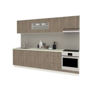 Set Bucatarie haaus Karo V22, Stejar Sonoma Inchis/Alb, Blat Thermo 28 mm, L 280 cm