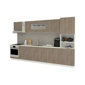Set Bucatarie haaus Karo V31, Stejar Sonoma Inchis/Alb, Blat Thermo 28 mm, L 340 cm