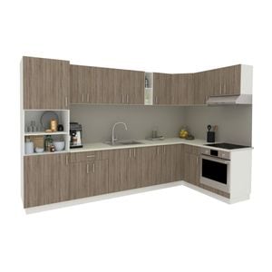Set Bucatarie Colt haaus Karo V35, Stejar Sonoma Inchis/Alb, Blat Thermo 28 mm, L 280 x 220 cm