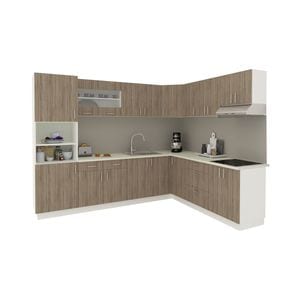 Set Bucatarie Colt haaus Karo V36, Stejar Sonoma Inchis/Alb, Blat Thermo 28 mm, L 320 x 160 cm