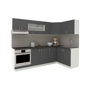 Set Bucatarie Colt haaus Karo V34, Antracit/Alb, Blat Thermo 28 mm, L 240 x 140 cm