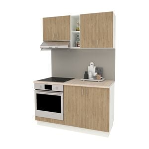 Set Bucatarie haaus Karo V4, Lemn Natural/Alb, Blat Thermo 28 mm, L 140 cm