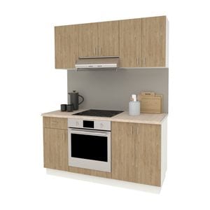 Set Bucatarie haaus Karo V6, Lemn Natural/Alb, Blat Thermo 28 mm, L 160 cm
