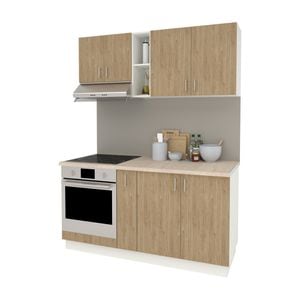 Set Bucatarie haaus Karo V7, Lemn Natural/Alb, Blat Thermo 28 mm, L 160 cm