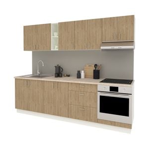Set Bucatarie haaus Karo V18, Lemn Natural/Alb, Blat Thermo 28 mm, L 260 cm