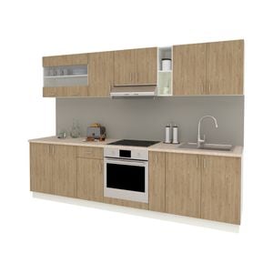 Set Bucatarie haaus Karo V21, Lemn Natural/Alb, Blat Thermo 28 mm, L 280 cm