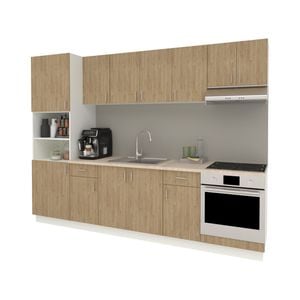 Set Bucatarie haaus Karo V24, Lemn Natural/Alb, Blat Thermo 28 mm, L 280 cm