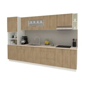 Set Bucatarie haaus Karo V29, Lemn Natural/Alb, Blat Thermo 28 mm, L 320 cm