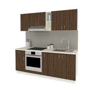 Set Bucatarie haaus Karo V11, Stejar Bronz/Alb, Blat Thermo 28 mm, L 200 cm
