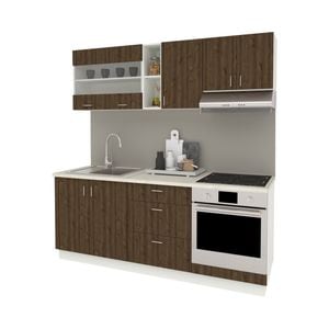 Set Bucatarie haaus Karo V12, Stejar Bronz/Alb, Blat Thermo 28 mm, L 200 cm