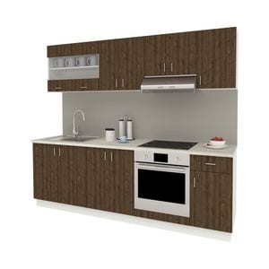 Set Bucatarie haaus Karo V15, Stejar Bronz/Alb, Blat Thermo 28 mm, L 240 cm