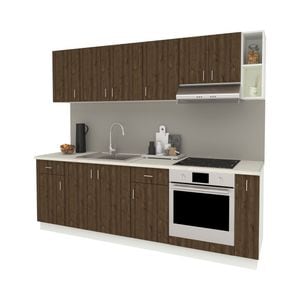 Set Bucatarie haaus Karo V17, Stejar Bronz/Alb, Blat Thermo 28 mm, L 240 cm