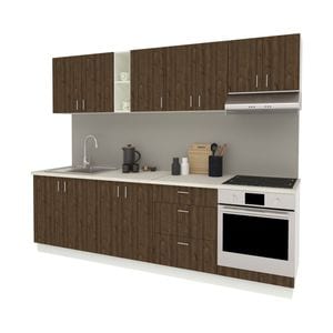 Set Bucatarie haaus Karo V18, Stejar Bronz/Alb, Blat Thermo 28 mm, L 260 cm