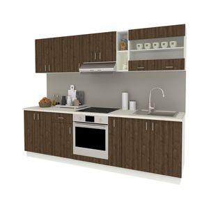 Set Bucatarie haaus Karo V19, Stejar Bronz/Alb, Blat Thermo 28 mm, L 260 cm