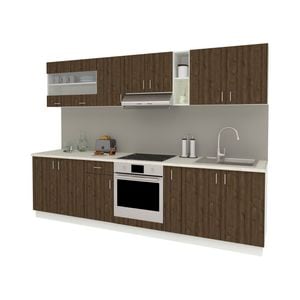 Set Bucatarie haaus Karo V21, Stejar Bronz/Alb, Blat Thermo 28 mm, L 280 cm