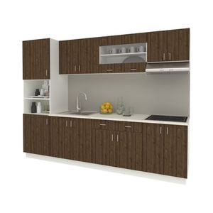 Set Bucatarie haaus Karo V23, Stejar Bronz/Alb, Blat Thermo 28 mm, L 280 cm