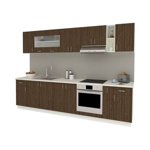 Set Bucatarie haaus Karo V25, Stejar Bronz/Alb, Blat Thermo 28 mm, L 300 cm