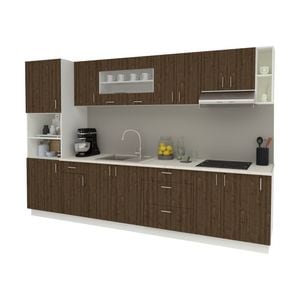 Set Bucatarie haaus Karo V29, Stejar Bronz/Alb, Blat Thermo 28 mm, L 320 cm