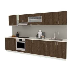 Set Bucatarie haaus Karo V32, Stejar Bronz/Alb, Blat Thermo 28 mm, L 340 cm