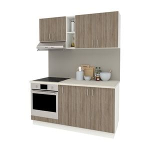 Set Bucatarie haaus Karo V7, Stejar Sonoma Inchis/Alb, Blat Thermo 28 mm, L 160 cm