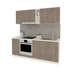 Set Bucatarie haaus Karo V11, Stejar Sonoma Inchis/Alb, Blat Thermo 28 mm, L 200 cm