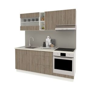 Set Bucatarie haaus Karo V12, Stejar Sonoma Inchis/Alb, Blat Thermo 28 mm, L 200 cm