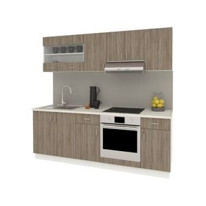 Set Bucatarie haaus Karo V13, Stejar Sonoma Inchis/Alb, Blat Thermo 28 mm, L 220 cm