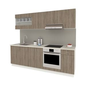 Set Bucatarie haaus Karo V15, Stejar Sonoma Inchis/Alb, Blat Thermo 28 mm, L 240 cm