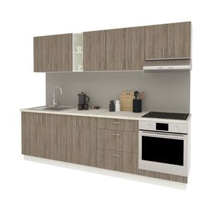 Set Bucatarie haaus Karo V18, Stejar Sonoma Inchis/Alb, Blat Thermo 28 mm, L 260 cm