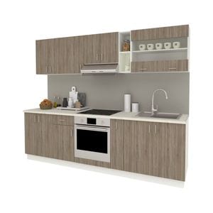 Set Bucatarie haaus Karo V19, Stejar Sonoma Inchis/Alb, Blat Thermo 28 mm, L 260 cm