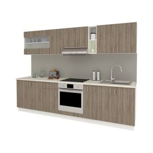 Set Bucatarie haaus Karo V21, Stejar Sonoma Inchis/Alb, Blat Thermo 28 mm, L 280 cm
